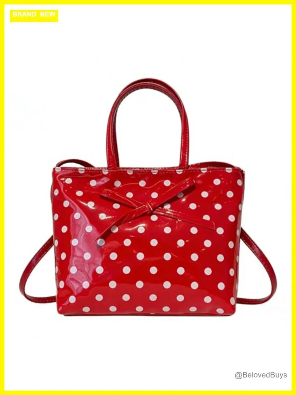 Polka Dot PU Tote Bag Bow Crossbody Purse Small Handbag